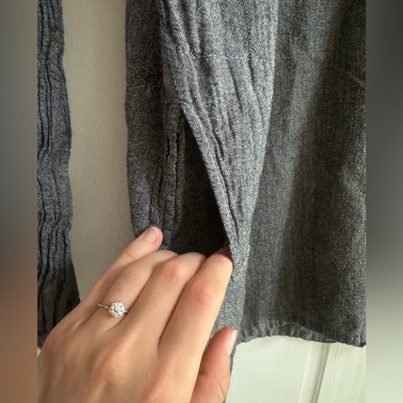 EzHippie Tunic Gray Cotton Pockets 1/4 Button Bohemian hippie Beach Coastal - Picture 7 of 13